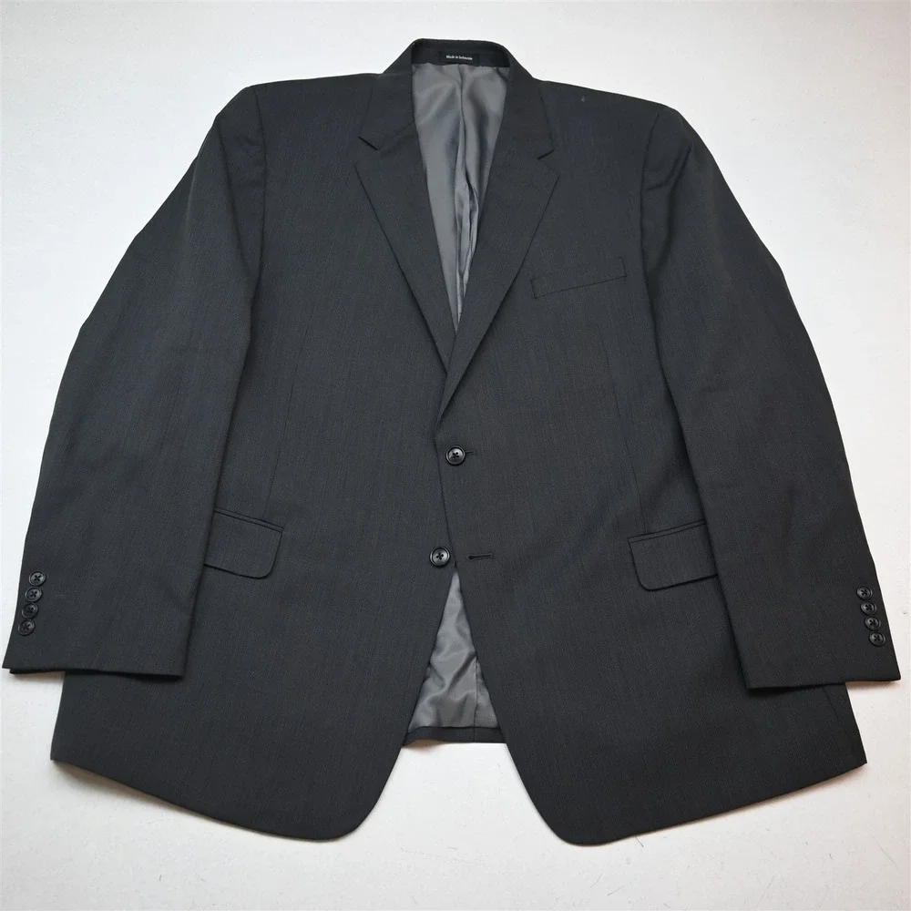 Pronto Uomo 46R 42x30 Gray Striped Wool Mens Jacket Pants Suit